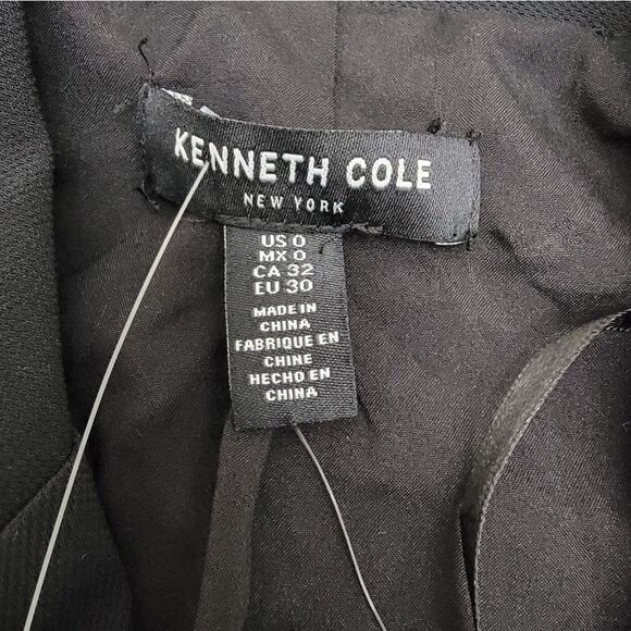 NWT Kenneth Cole Career Black Dress Asymmetrical Side Zipper Side Knot - Size 0 - Picture 9 of 9